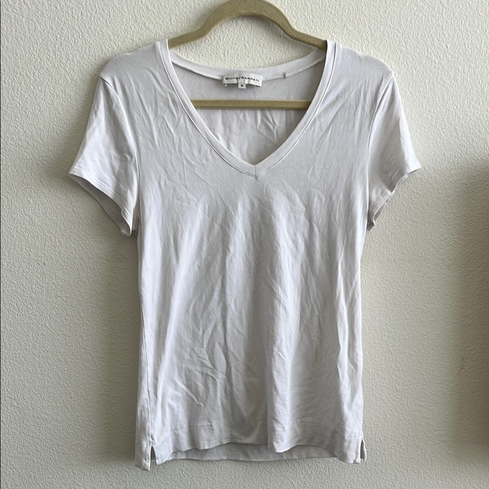 White + Warren V-Neck Tee
